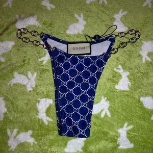 Gucci Blue GG Chain-Detail Bikini Bottom